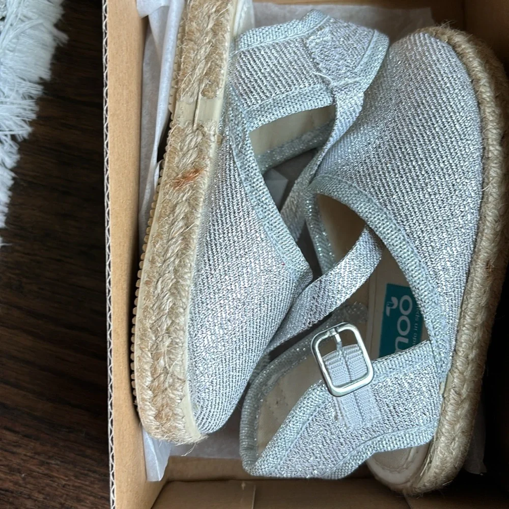 Namoo Silver Espadrille Flats